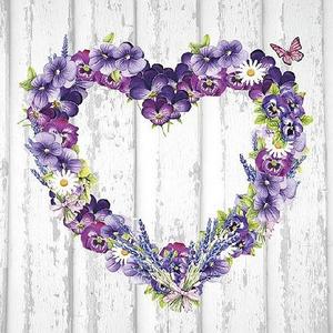 Szalvéta Ambiante Purple Hearts papírszalvéta 33x33cm,20db-os