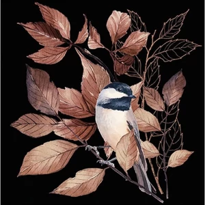 Szalvéta Ambiante madaras Lovely chickadee black papírszalvéta 33x33cm,20db-os