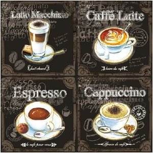 Szalvéta Ambiante kávés Types Of Coffee papírszalvéta 33x33cm,20db-os
