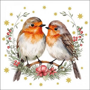 Szalvéta  Couple of robins 33x33cm, 20db-os