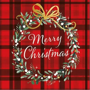 Szalvéta Ambiante karácsonyi Christmas Plaid Red papír papírszalvéta 33x33cm,20db-os