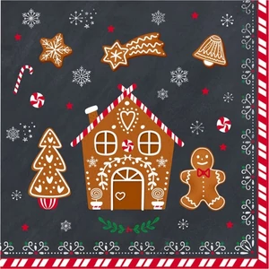 Szalvéta karácsony 33x33cm, Gingerbread papírszalvéta 33x33cm,20db-os