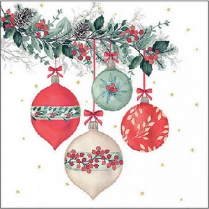 Szalvéta Ambiante Berry baubles white papírszalvéta 25x25cm,15db-os