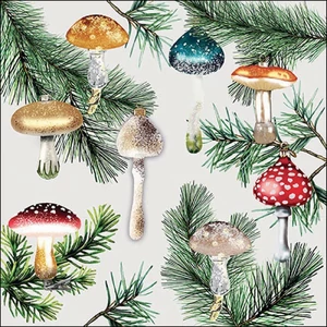 Szalvéta Ambiante Mushroom ornaments white papírszalvéta 33x33cm,20db-os