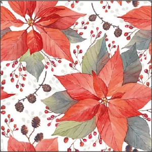 Szalvéta Ambiante Poinsettia And Berries papírszalvéta 25x25cm,15db-os