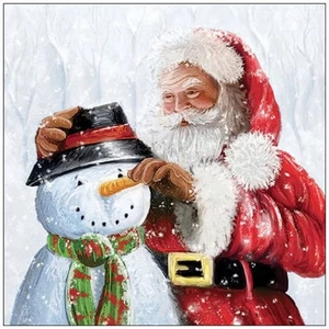 Szalvéta Ambiante Santa and snowman papírszalvéta 25x25cm,15db-os