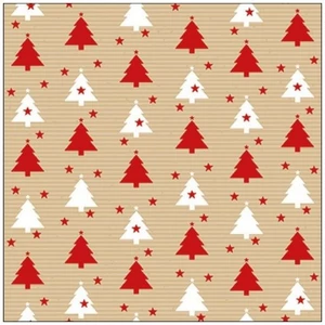 Szalvéta Ambiante Trees and stars red papírszalvéta 33x33cm,20db-os