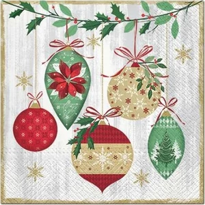 Szalvéta karácsonyi Vintage Baubles papírszalvéta 33x33cm,20db-os