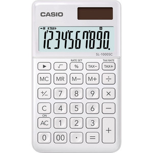 SzámoLógép Casio SL-1000SC WE 10digites zsebszámológép fehér SL 1000 SC Stylish Design sorozat