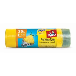 Szemeteszsák Fino önzáró szalagos, 25 l, 20 db, 50x55 cm 12 µ, Perfect Close, sárga