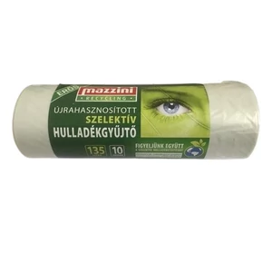 Szemeteszsák szelektív hulladékhoz újrahasznosított erős 135  10db 70x110cm 25 µ MAZZINI átlátszó