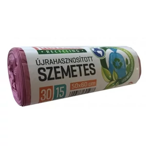 Szemeteszsák újrahasznosított 30 15db 50x60cm 12 µ MAZZINI pink
