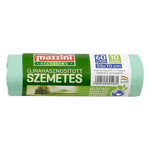 Szemeteszsák újrahasznosított 60 10db 55x70cm 14 µ MAZZINI zöld