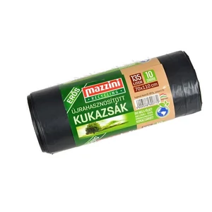 Szemeteszsák újrahasznosított erős 135 l 10db,70x110cm 30 µ MAZZINI fekete