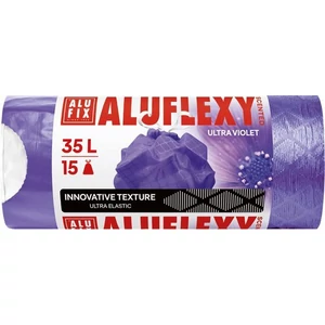 Szemeteszsák zárószalagos LDPE illatosított 35l 15 db 53x53 cm 20 µ ALUFIX "Aluflexy" lila
