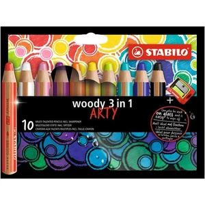 Színes ceruza 10 Stabilo Woody Arty 3in1 vastag kerek 10színű Írószerek STABILO 880/10-1-20