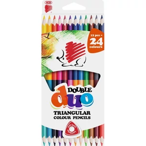 Színes ceruza 12/24-es Süni kétvégű 12db 24 színű Színes ceruza ICO Double Duo triangular colour pencil