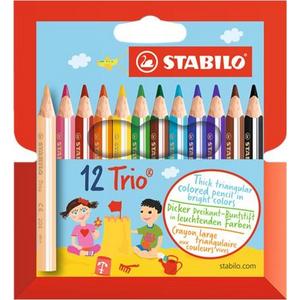 Színes ceruza 12 Stabilo Trio vastag háromszögletű rövíd 12színű Írószerek STABILO 205/12-01
