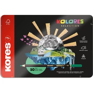 Színes ceruza 50 Kores háromszögletű,fém doboz Kolores Selection