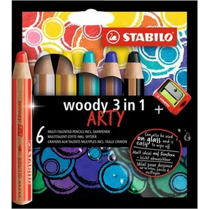 Színes ceruza 6 Stabilo Woody Arty 3in1 vastag kerek 6színű Írószerek STABILO 8806-1-20