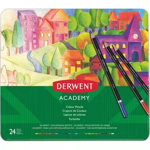 Színes ceruza 24 Derwent Academy fémdobozos kerek, 24színű Írószerek DERWENT 2301938