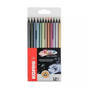 Színes ceruza készlet Kores háromszögletű, Kolores Style Metallic 12 metál szín