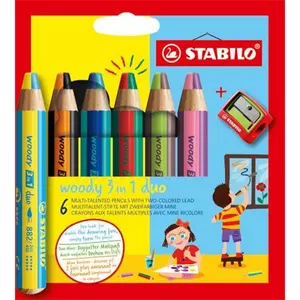 Színes ceruza készlet STABILO Woody 3 in 1 duo 6 dupla vegyes szín