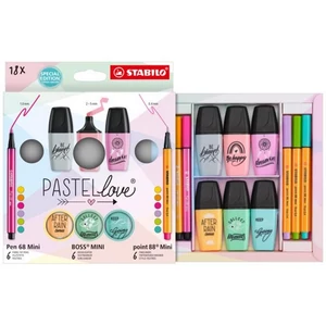 Írószer szett Stabilo Mini World Pastellove 18 színű TST77584