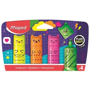 Szövegkiemelő készlet 1-5 mm MAPED „Fluo Peps Mini Kawaii” 4 különböző szín