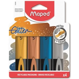 Szövegkiemelő készlet Maped 1-5mm, Glitter Fluo Peps 4 különböző metálfényű szín