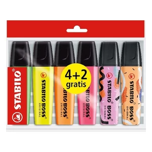 Szövegkiemelő készlet Stabilo 2-5mm, Boss Original 4+2 különböző szín