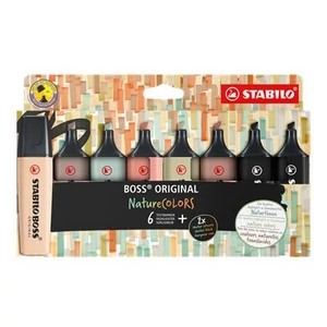 Szövegkiemelő Stabilo 2-5mm, BOSS original NatureColors 6 különböző szín + 2 fekete