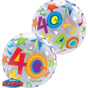 Party Lufi szülinapi 22"-56cm 40-es Brilliant Stars Bubble fólia lufi +hélium