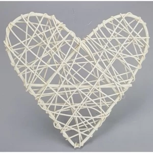 Szív fonott hálós 25cm, fehér
