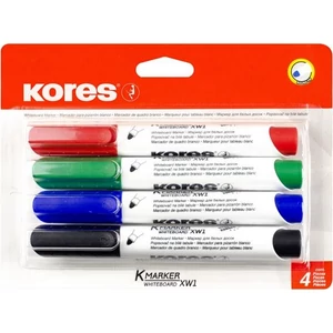 Tábla- és flipchart marker készlet, kúpos, KORES Eco K-Marker 4 különböző szín