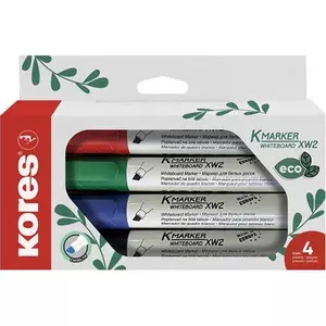 Tábla- és flipchart marker készlet, vágott, KORES Eco K-Marker 4 különböző szín