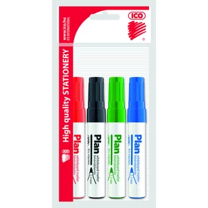 Táblamarker ICO Whiteboard 4 színű készlet 1-3mm kerek hegyű táblafilc, flipchartmarker irodaszer