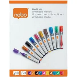 Táblamarker Nobo folyékonytintás, kúpos, 1-3mm vegyes színek