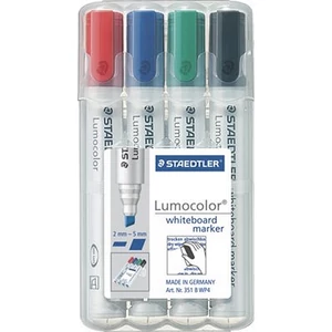 Táblamarker Staedtler Lumocolor 351 B' 2mm vágott hegyű 4színű Írószerek STAEDTLER 351 B WP4