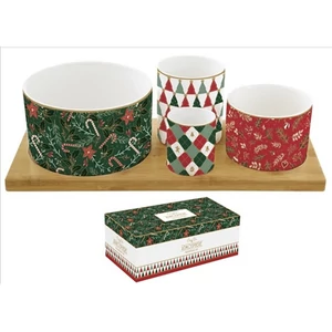 Tál kínáló bambusztálcán 29x13cm, Atmosphere, Fancy Christmas 4db-os szett:11,5/8/6,5/4,5cm átmérő,