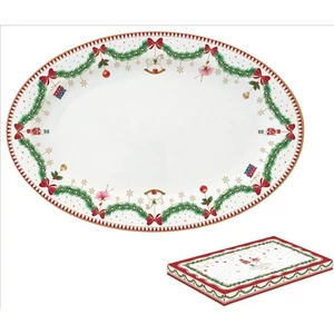 Tál ovális kerámia 35x23,5cm, Magie de Noel kézzel festett