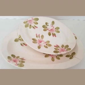 Tál ovális kerámia Romantik rózsás kézzel festett kézzel festett 43x27x4cm