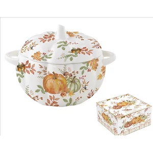 Tál porcelán 15x13cm, fedővel, tökformájú, Harvest Porcelántál