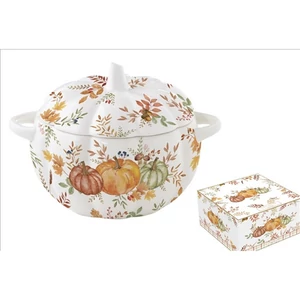 Tál porcelán 19x16cm, fedővel, tökformájú, Harvest Porcelántál