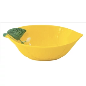 Tál porcelán 30x22cm, Fleurs citrom sárga Porcelántál fedővel
