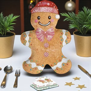 Tál Porcelán karácsonyi 17x25cmcm,  mézeskalács figura forma dobozban, Sweet Christmas