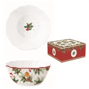 Tál Porcelán karácsonyi 20x8,5cm, Christmas Berries dobozban