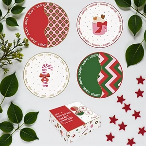 Tál Porcelán karácsonyi 4db-os szett kerek bambusztálcán 10cm