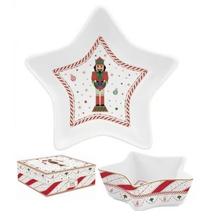 Tál Porcelán karácsonyi 15x5cm, csillagtál Twist Nutcracker kézzel festett dobozban