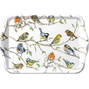 Tálca Ambiante kicsi Birds Meeting műanyag kistálca 13x21cm